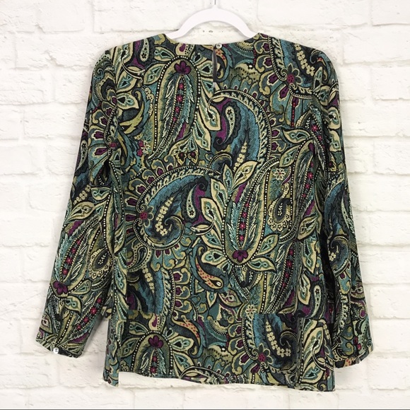 J. Jill Paisley Layered LongSleeve Scoop Tunic Top - Picture 6 of 8